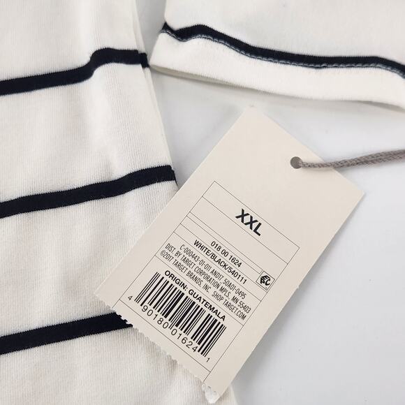 A New Day Boat Neck Striped Blouse Top Womens XXL White Black 3/4 Sleeve Preppy - Picture 4 of 7